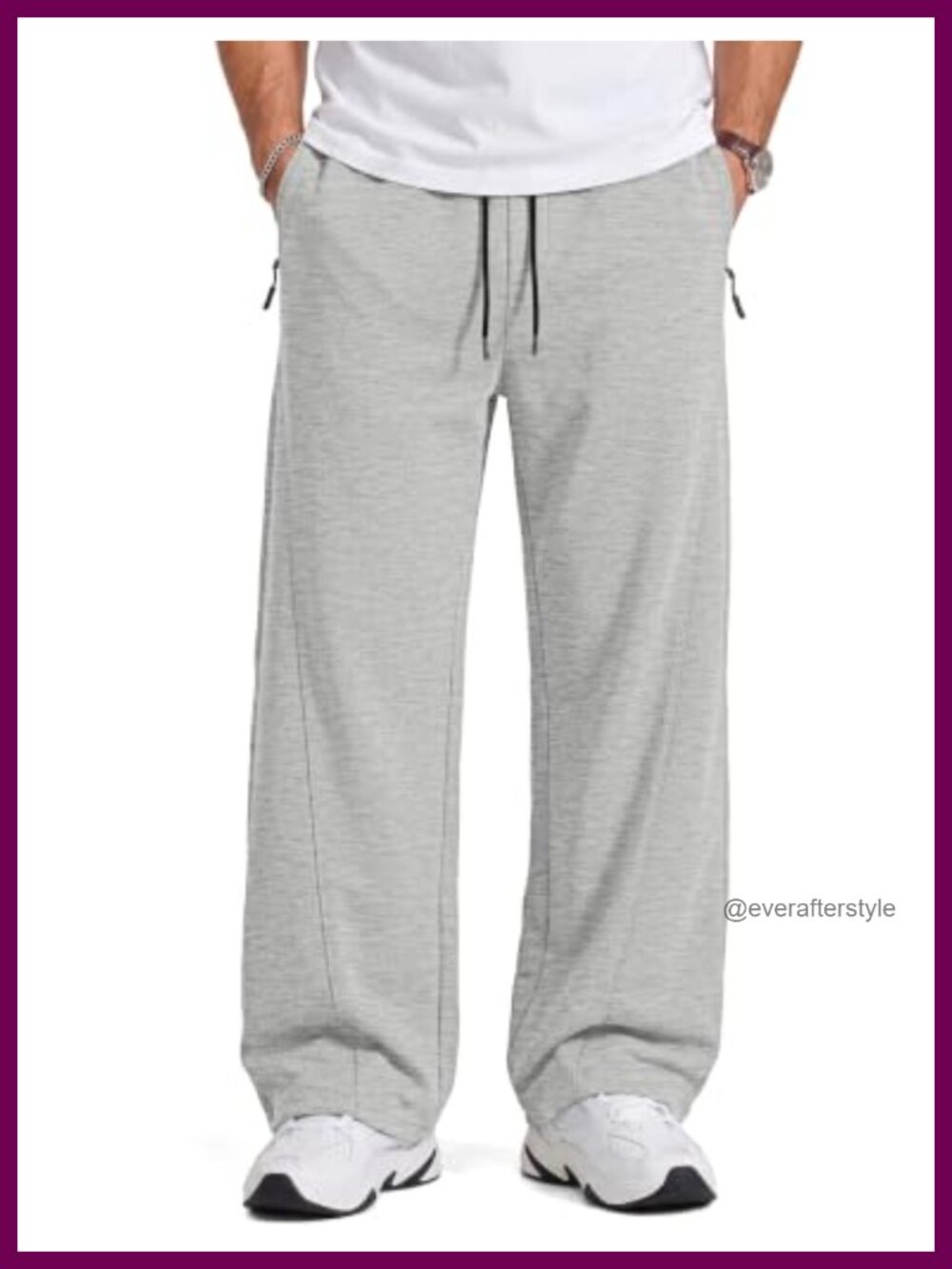 Men's Baggy Wide Leg Sweatpants Drawstring Jogger Casual Gym Track Pants